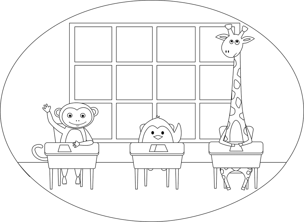 Animals At School Animals Coloring Page Md Coloring Page — Free Printable — free printable coloring page