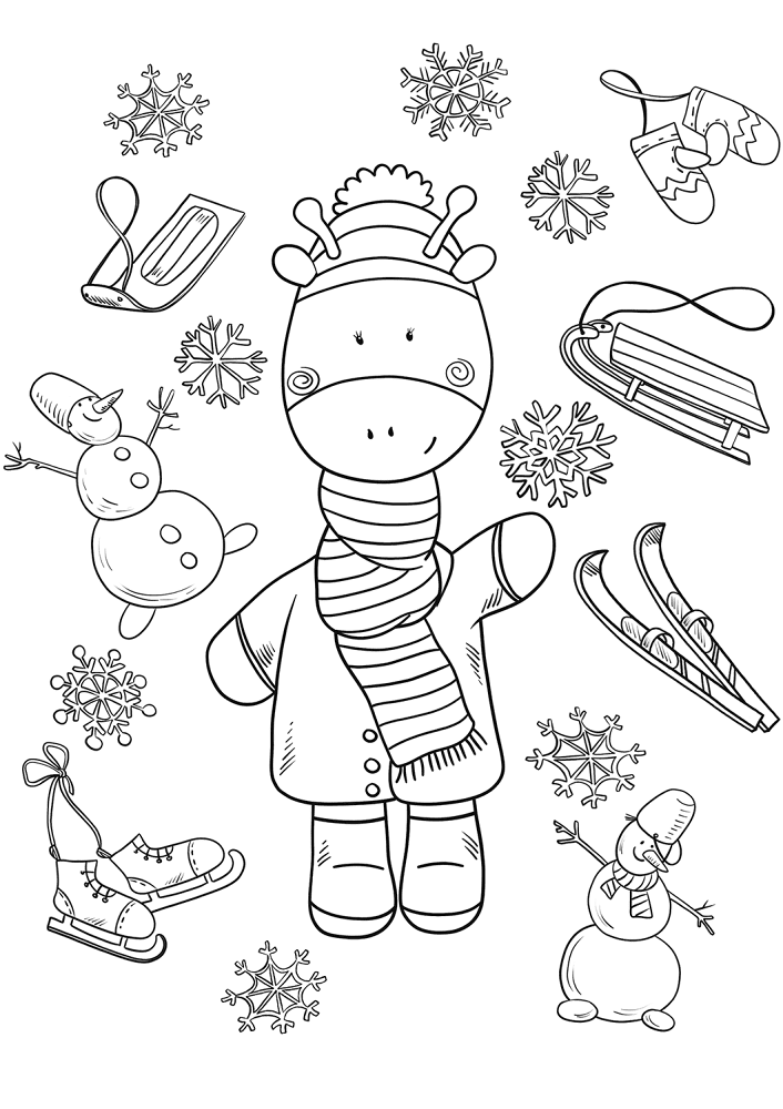 Baby Giraffe In Winter Coloring Page Md Coloring Page — Free Printable — free printable coloring page