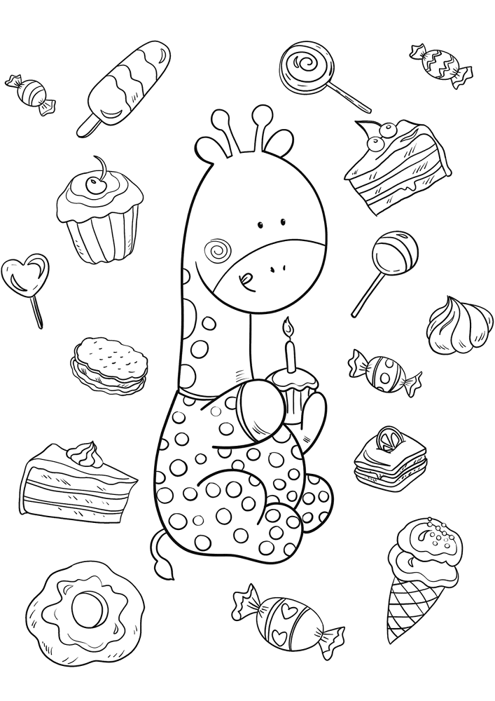 Baby Giraffe Is One Year Old Coloring Page Md Coloring Page — Free Printable — free printable coloring page