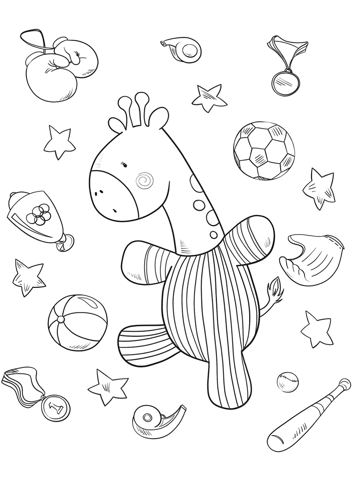 Baby Giraffe Is Playing A Ball Coloring Page Md Coloring Page — Free Printable — free printable coloring page