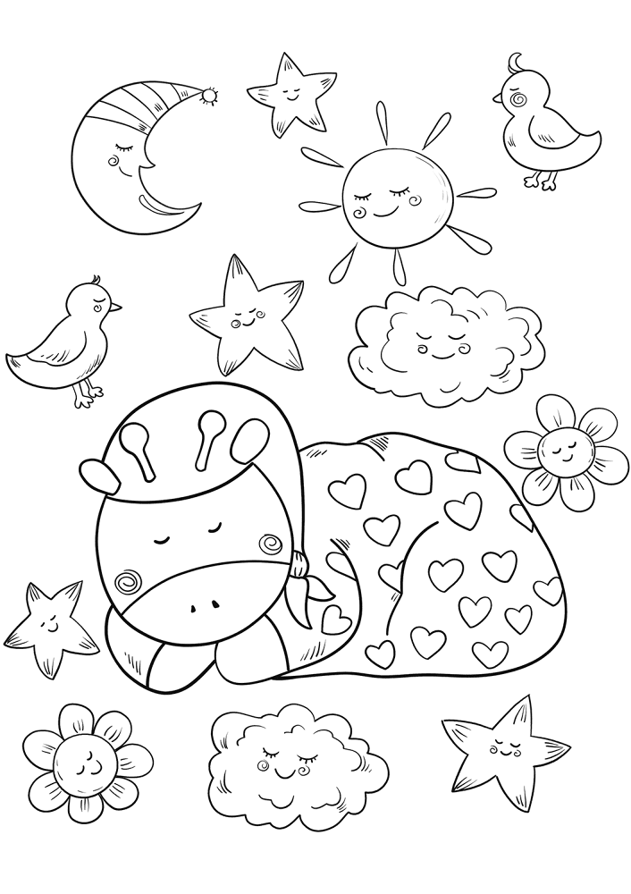 Baby Giraffe Is Sleeping Coloring Page Md Coloring Page — Free Printable — free printable coloring page