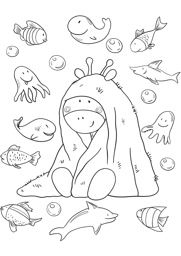 Baby Giraffe With A Towel Coloring Page Md Coloring Page — Free Printable — free printable coloring page