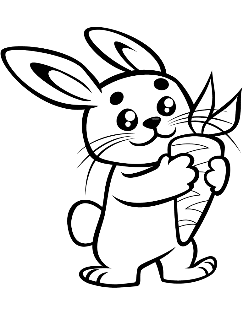 Cute Baby Bunny With A Carrot Coloring Page Md Coloring Page — Free Printable — free printable coloring page