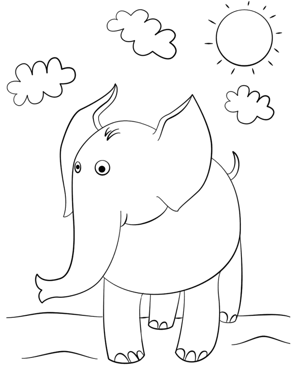 Cute Cartoon Elephant Coloring Page Md Coloring Page — Free Printable — free printable coloring page
