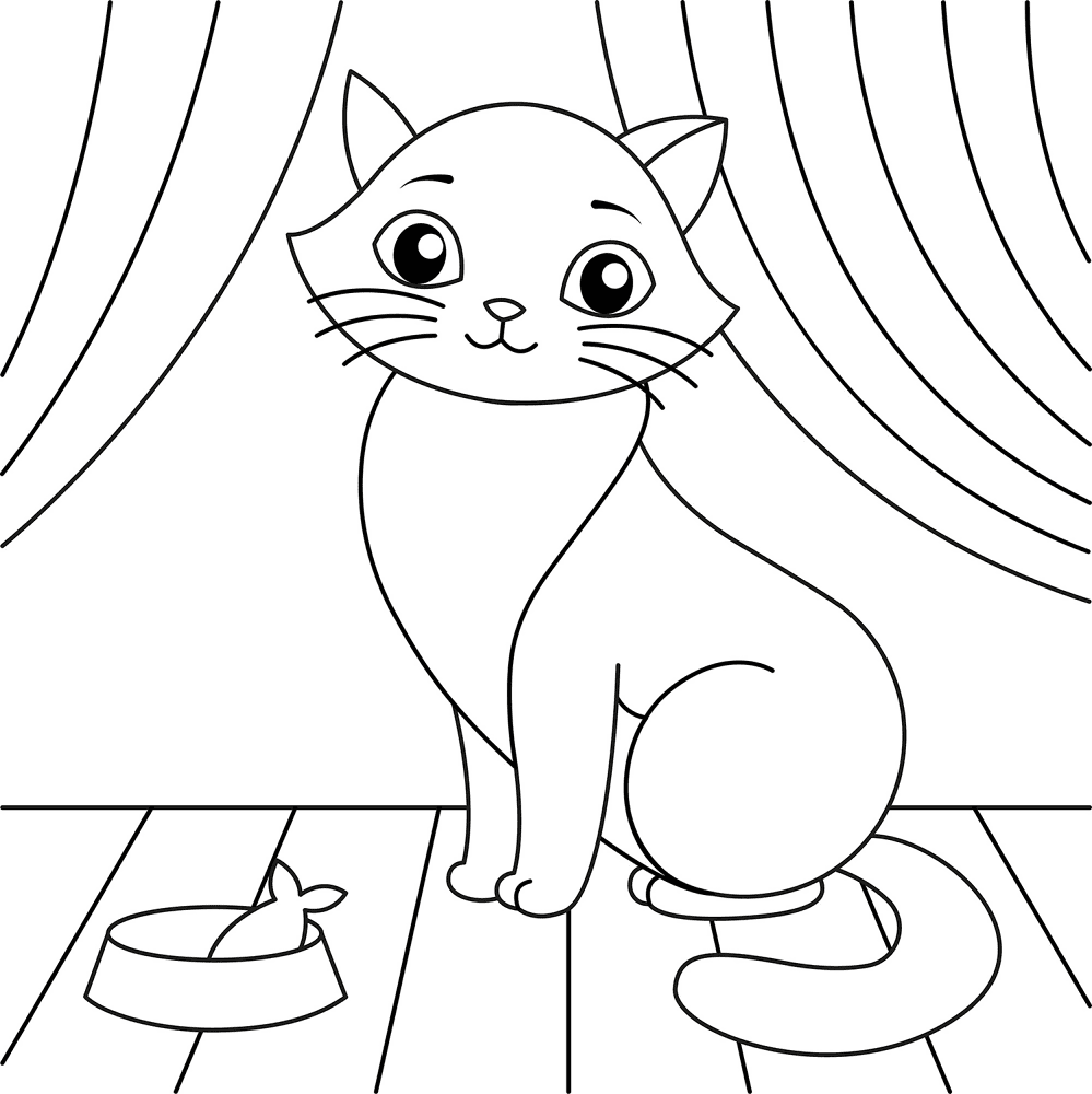 Cute Cat 2 Coloring Page Md Coloring Page — Free Printable — free printable coloring page