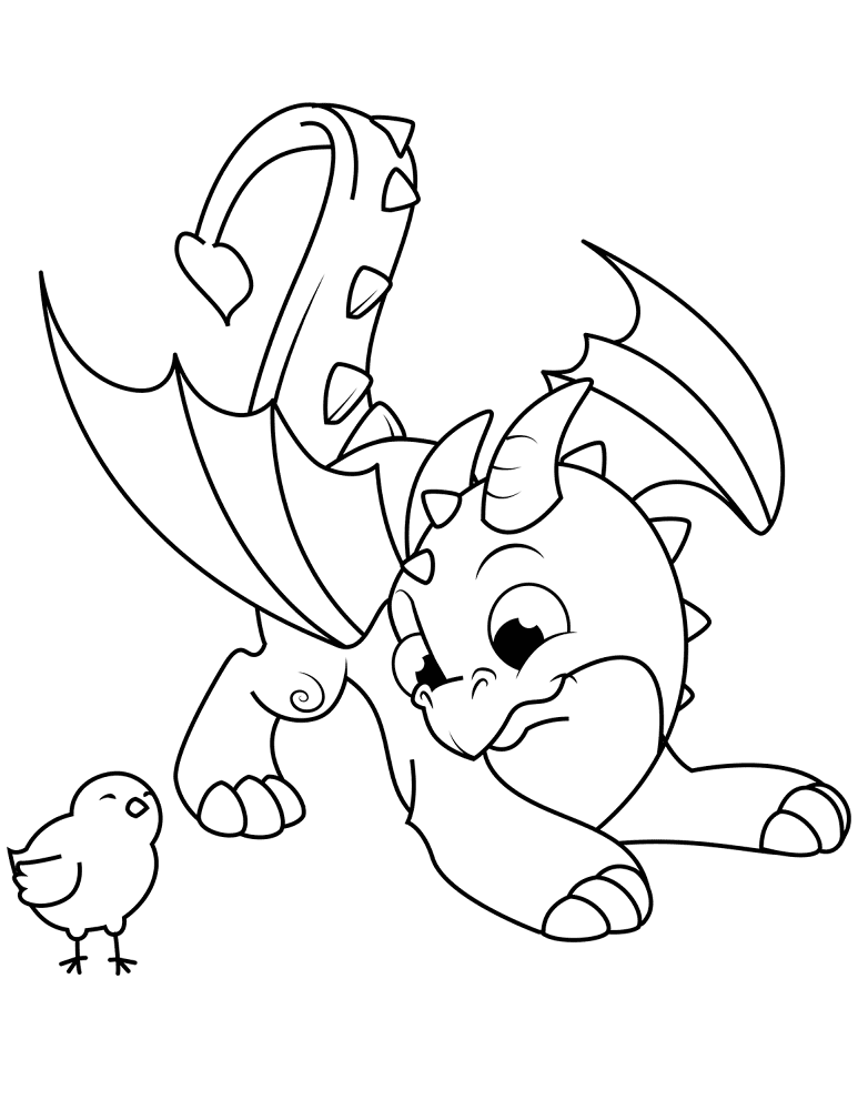 Cute Dragon And Chick Coloring Page Md Coloring Page — Free Printable — free printable coloring page