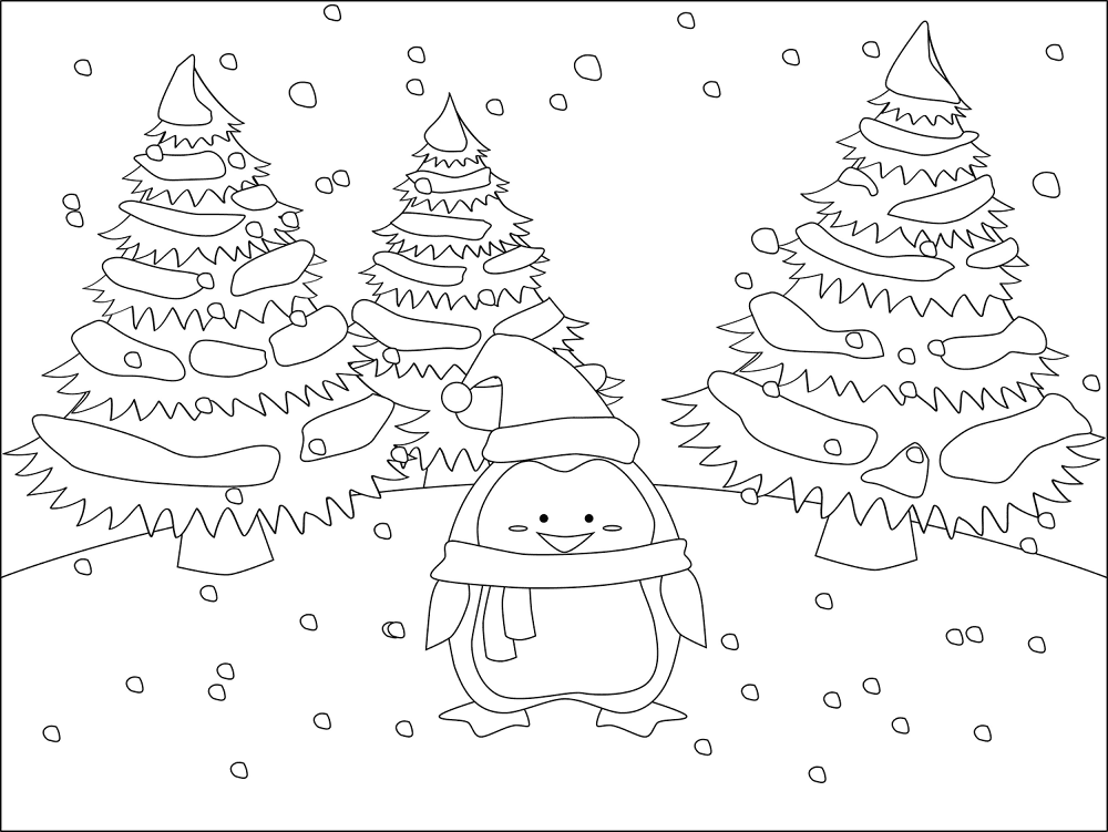 Christmas Penguin Coloring Page Md Coloring Page — Free Printable — free printable coloring page