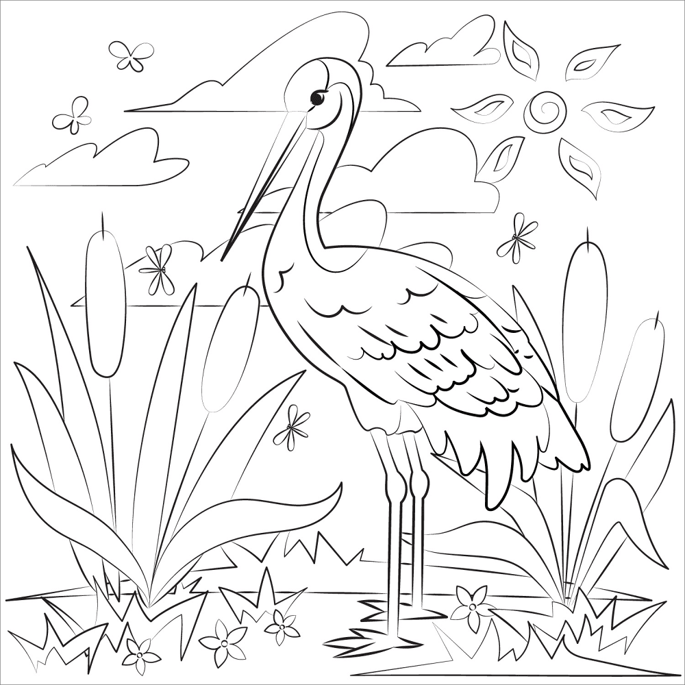 Crane Coloring Page Md Coloring Page — Free Printable — free printable coloring page