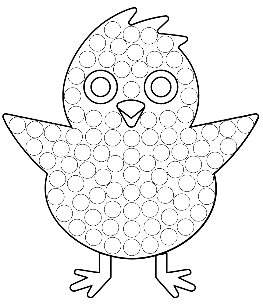 Front Facing Baby Chick Dot Marker Coloring Page Md Coloring Page — Free Printable — free printable coloring page