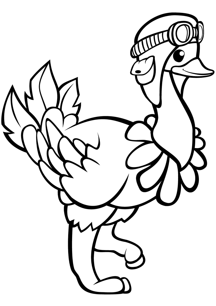 Funny Ostrich In The Pilots Hat Coloring Page Md Coloring Page — Free Printable — free printable coloring page