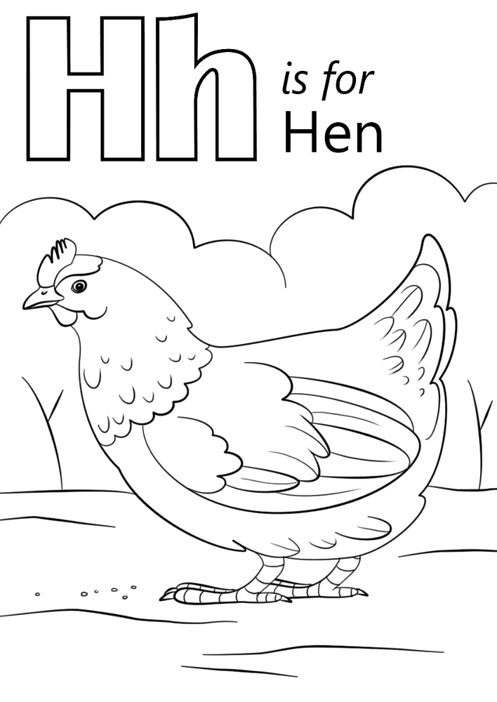 Letter H Is For Hen Coloring Page Md Coloring Page — Free Printable — free printable coloring page