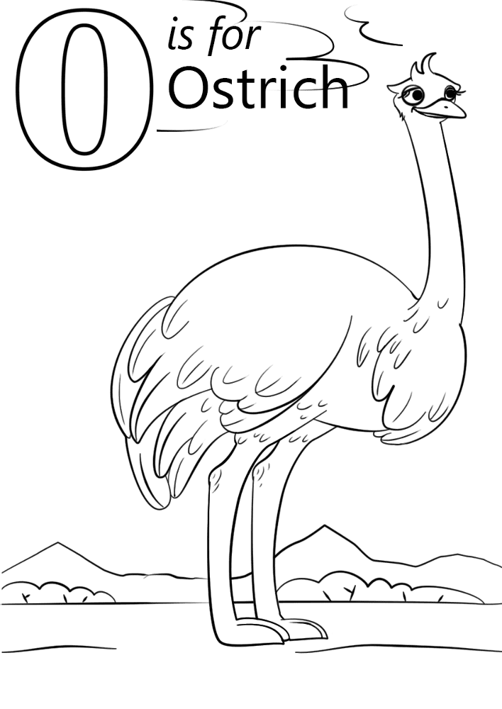 Letter O Is For Ostrich Coloring Page Md Coloring Page — Free Printable — free printable coloring page