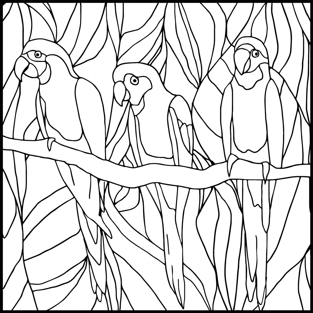 Parrots Stained Glass Coloring Page Md Coloring Page — Free Printable — free printable coloring page