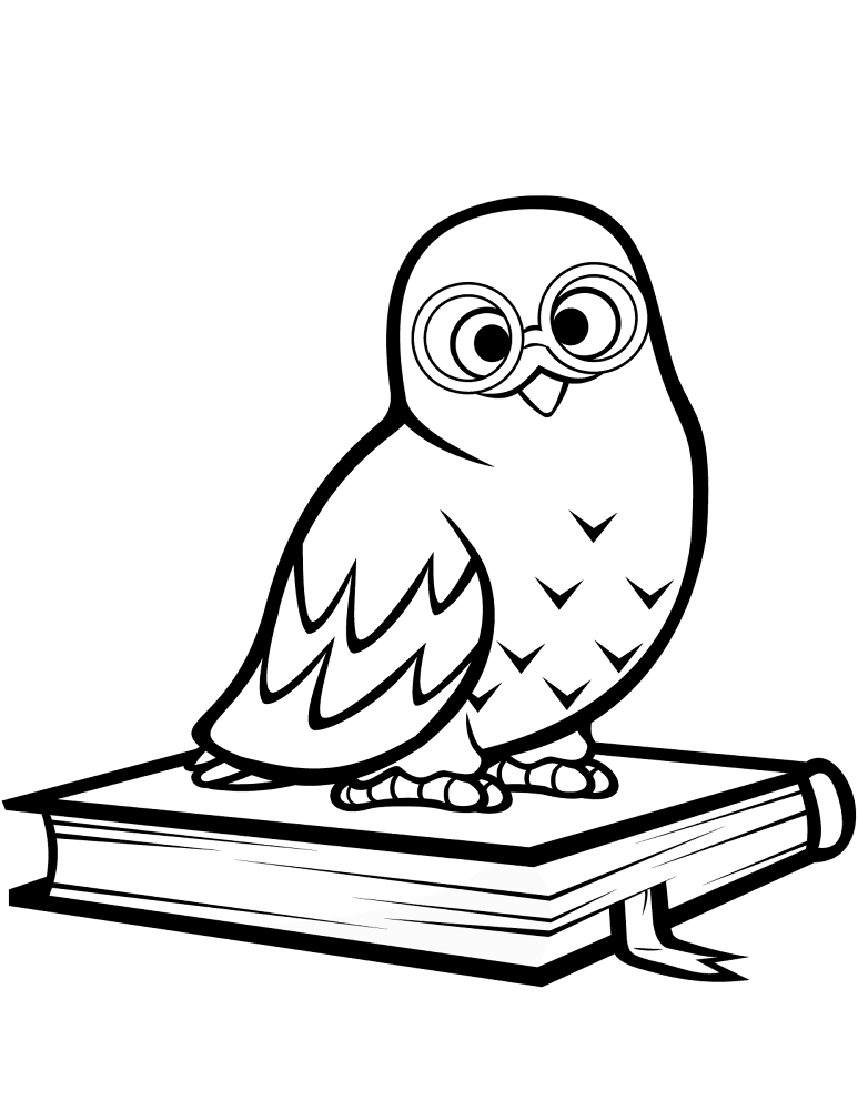 Polar Owl Sitting On A Book Coloring Page Md Coloring Page — Free Printable — free printable coloring page
