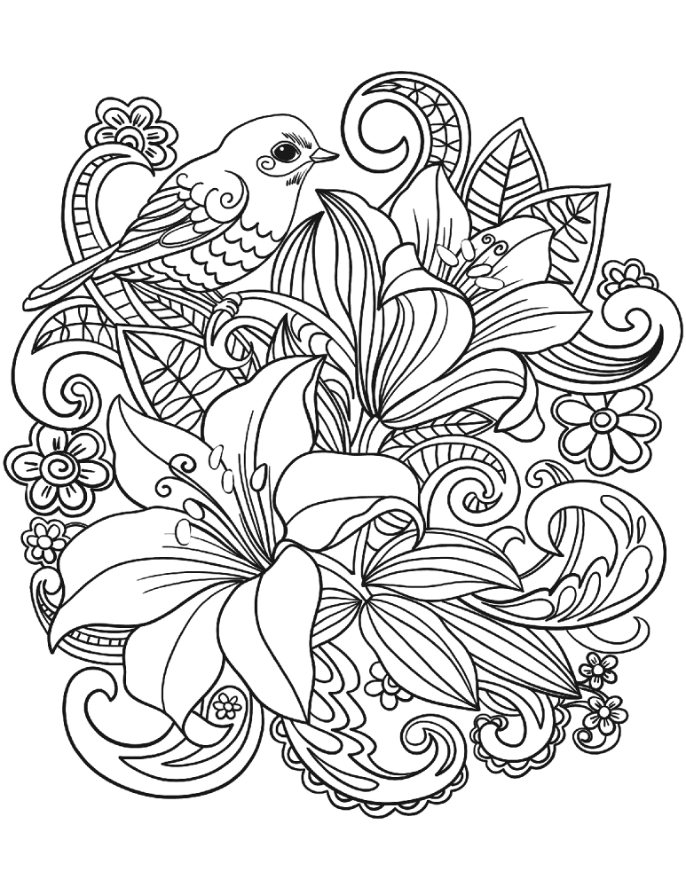 Skylark And Flowers Coloring Page Md Coloring Page — Free Printable — free printable coloring page