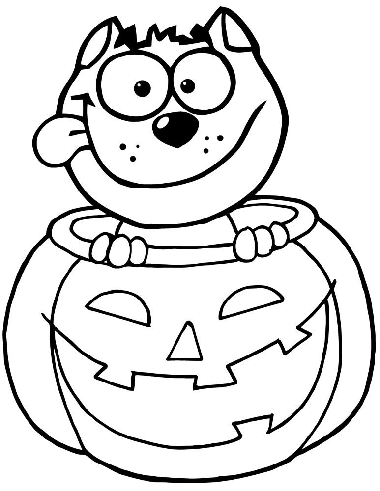 Black Cat Sitting Inside Of A Pumpkin Coloring Page Md Coloring Page — Free Printable — free printable coloring page