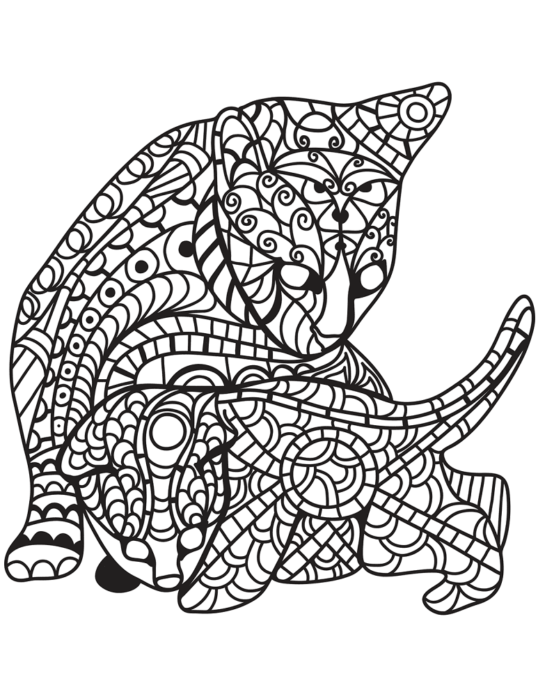 Cat And Kitten In Zentangle Style Coloring Page Md Coloring Page — Free Printable — free printable coloring page
