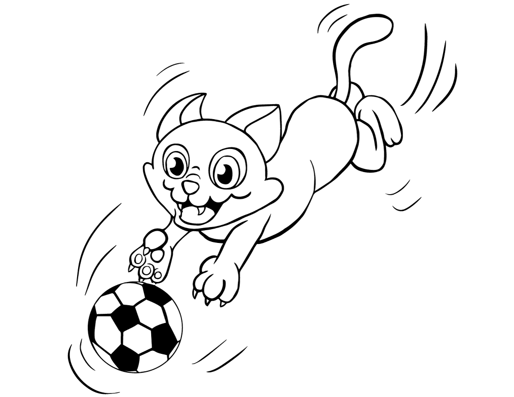 Cat Chasing The Ball Coloring Page Md Coloring Page — Free Printable — free printable coloring page