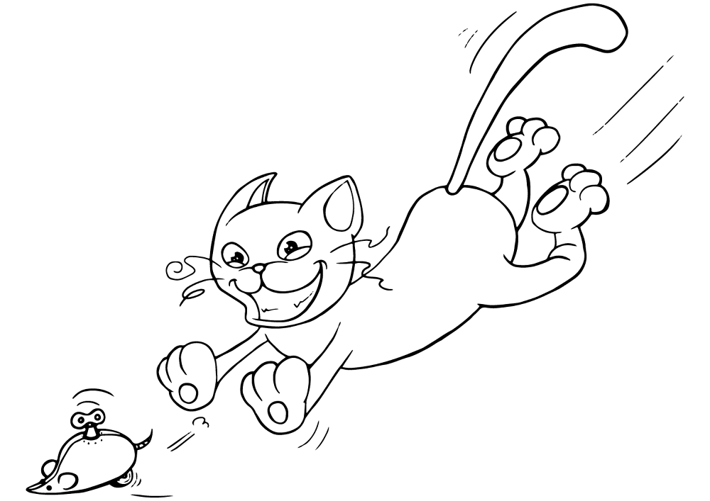Cat Chasing The Mechanical Mouse Coloring Page Md Coloring Page — Free Printable — free printable coloring page