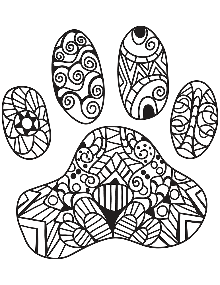Cat Paw Print Zentangle Coloring Page Md Coloring Page — Free Printable — free printable coloring page
