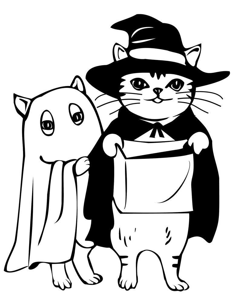 Cats In Costumes For Halloween Coloring Page Md Coloring Page — Free Printable — free printable coloring page