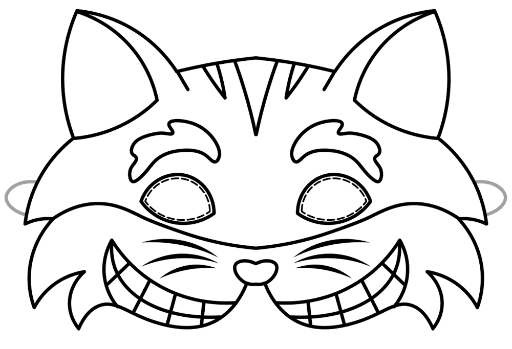Cheshire Cat Paper Mask Md Coloring Page — Free Printable — free printable coloring page