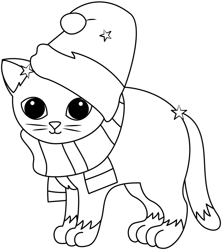 Christmas Kitten Outline Coloring Page Md Coloring Page — Free Printable — free printable coloring page