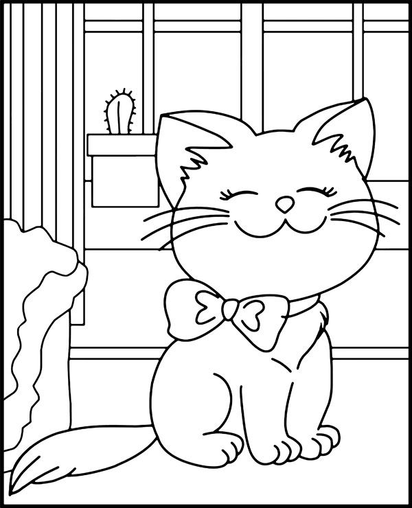 Coloring Page Cat Cactus Coloring Page — Free Printable — free printable coloring page