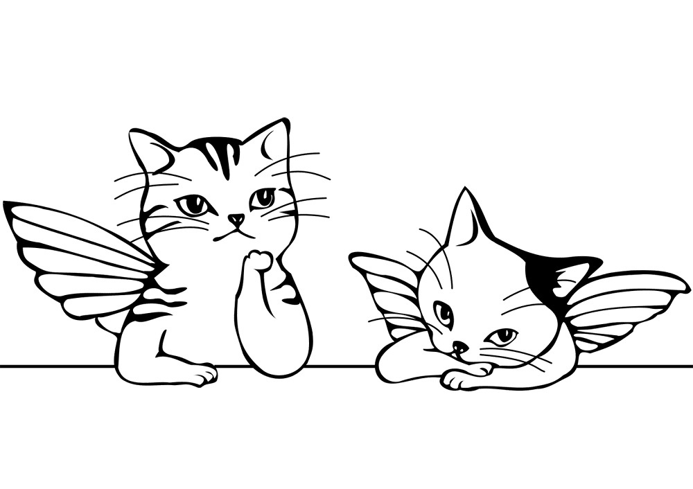 Raphaels Two Cute Cats Angels Coloring Page Md Coloring Page — Free Printable — free printable coloring page