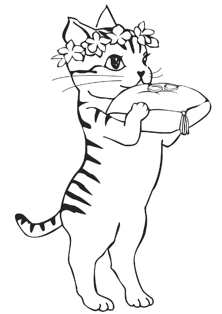 Ring Bearer Cat With Ring Pillow Coloring Page Md Coloring Page — Free Printable — free printable coloring page