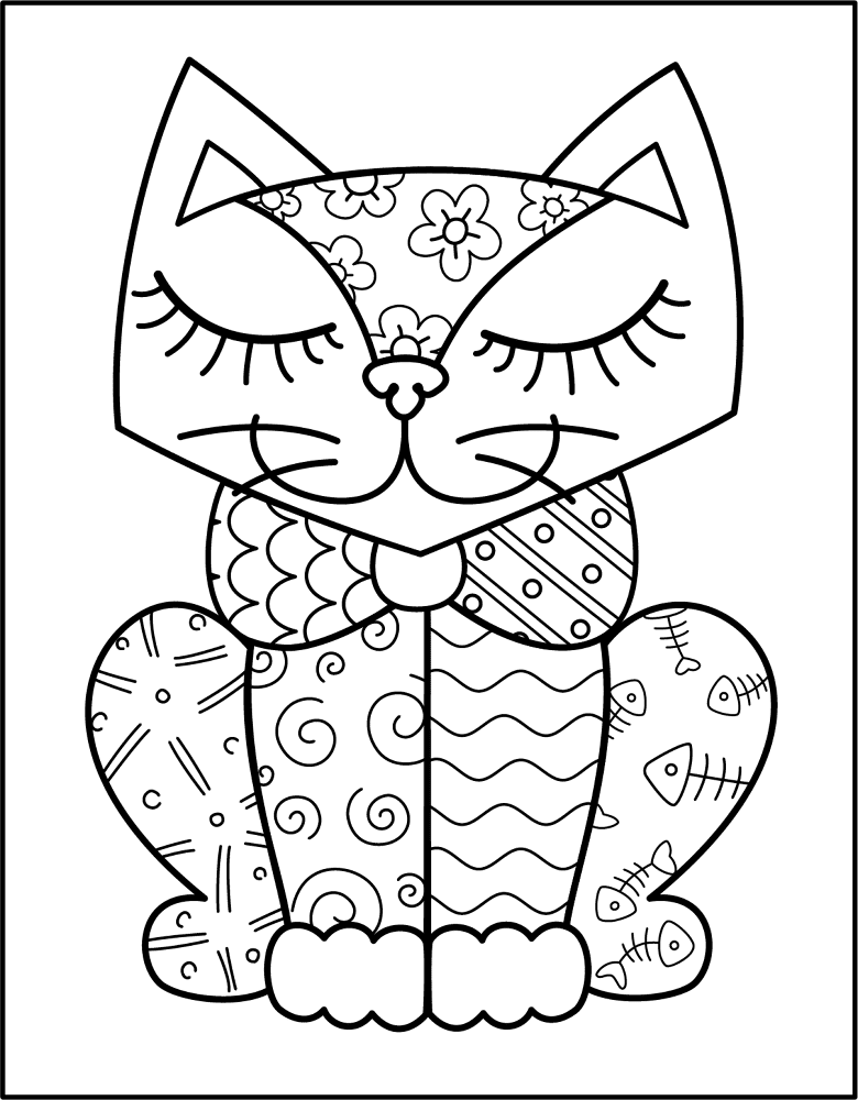 Romero Britto Cat Coloring Page Md Coloring Page — Free Printable — free printable coloring page