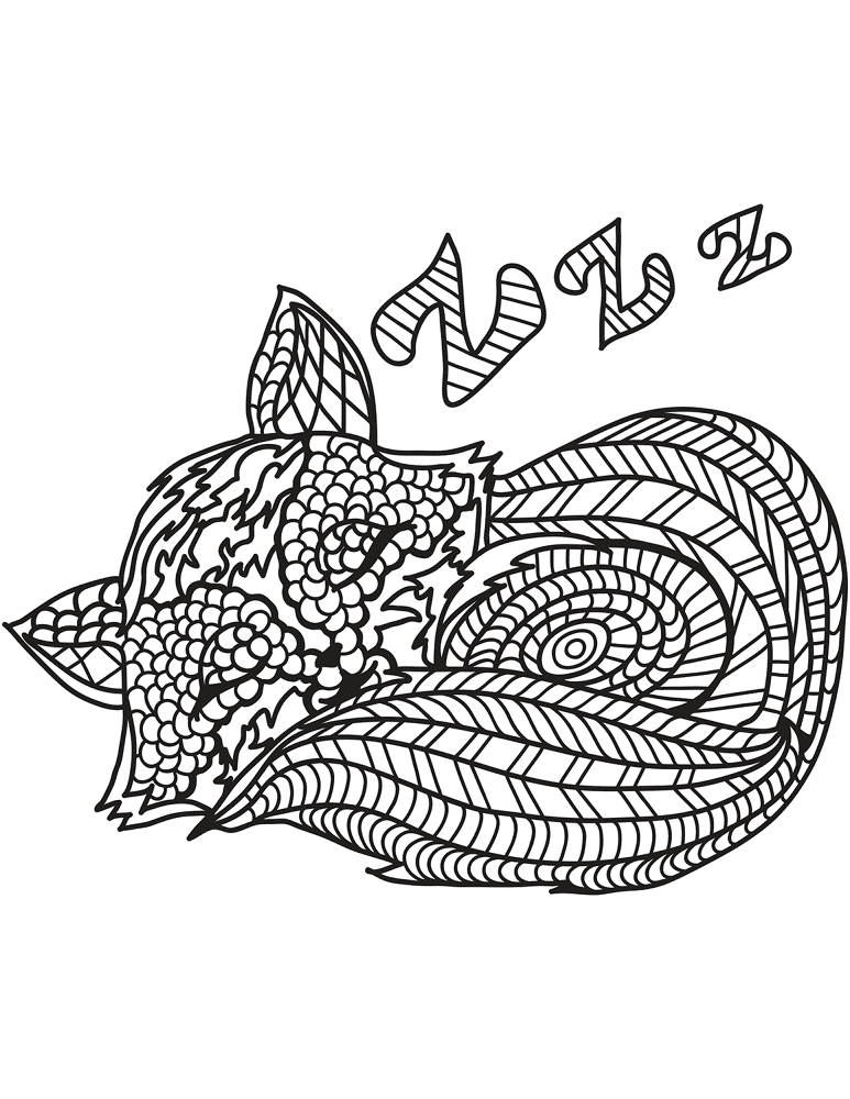 Sleeping Cat In Zentangle Style Coloring Page Md Coloring Page — Free Printable — free printable coloring page