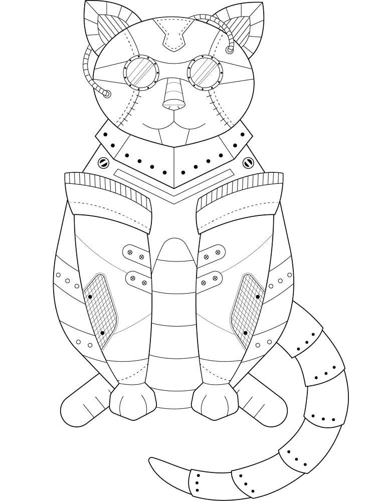 Steampunk Cat Coloring Page Md Coloring Page — Free Printable — free printable coloring page