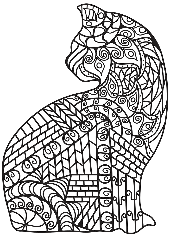 Zentangle Cat 11 Coloring Page Md Coloring Page — Free Printable — free printable coloring page