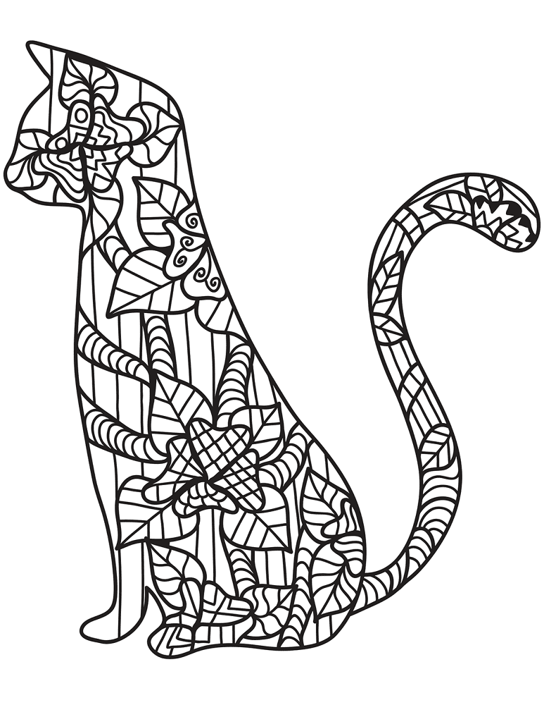 Zentangle Cat 16 Coloring Page Md Coloring Page — Free Printable — free printable coloring page