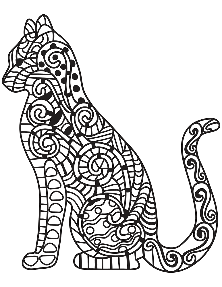 Zentangle Cat 18 Coloring Page Md Coloring Page — Free Printable — free printable coloring page