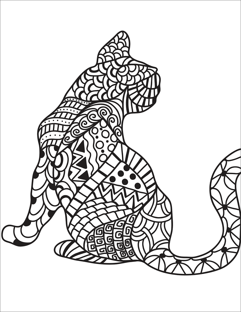 Zentangle Cat 21 Coloring Page Md Coloring Page — Free Printable — free printable coloring page