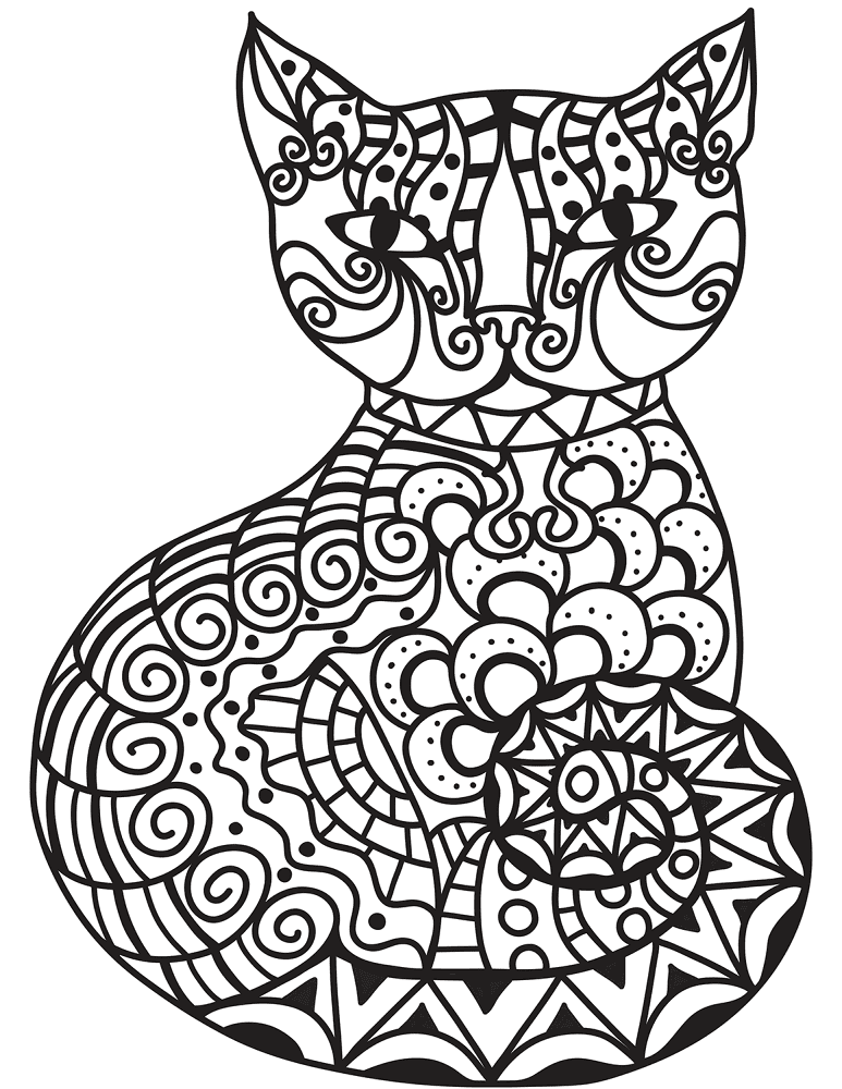 Zentangle Cat 24 Coloring Page Md Coloring Page — Free Printable — free printable coloring page