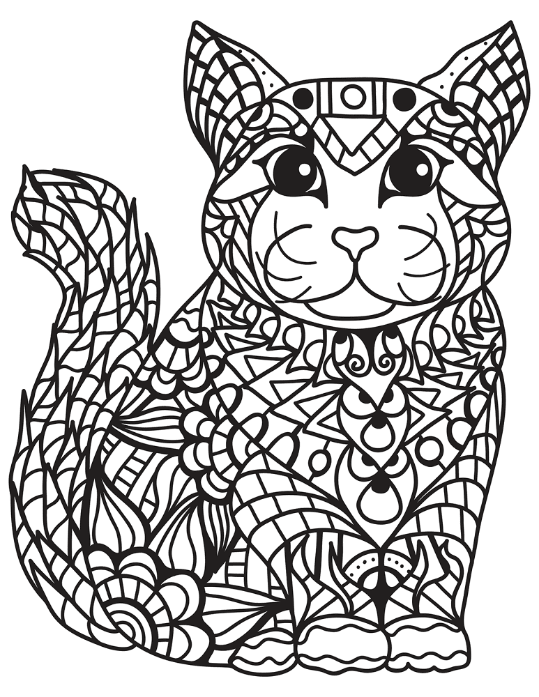 Zentangle Cat 29 Coloring Page Md Coloring Page — Free Printable — free printable coloring page