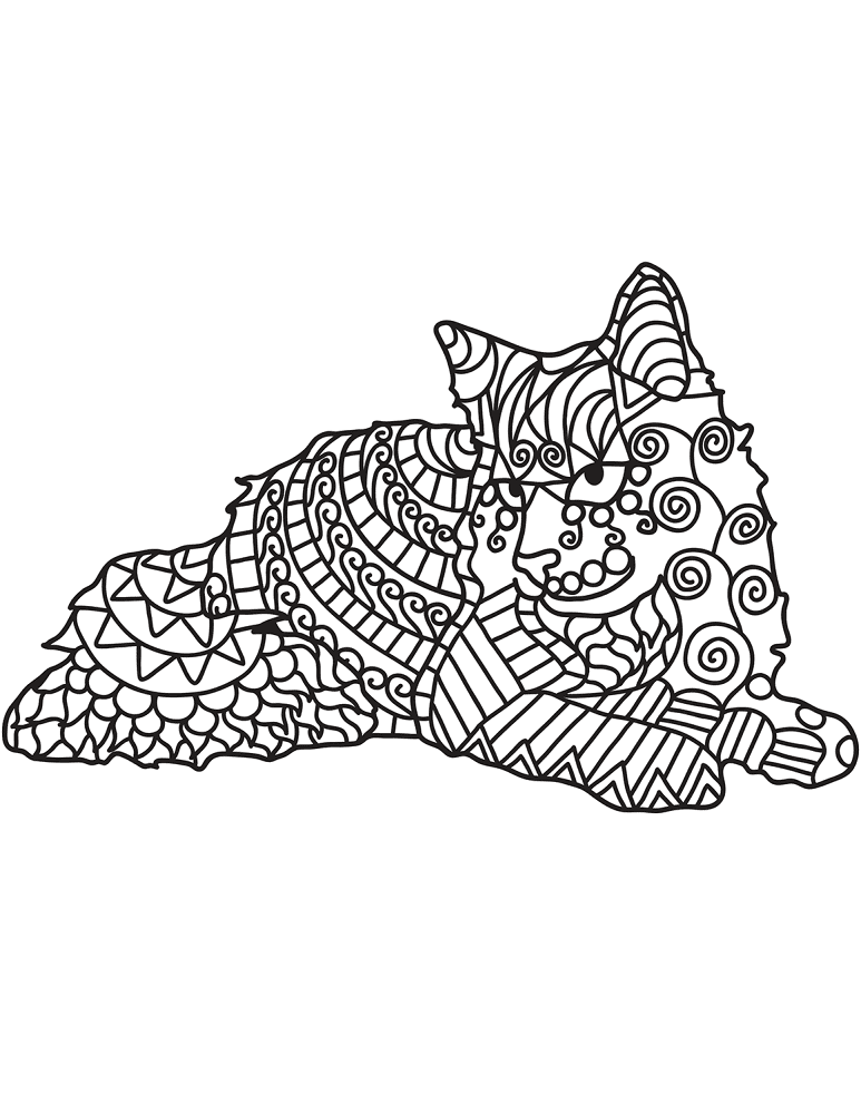 Zentangle Cat 5 Coloring Page Md Coloring Page — Free Printable — free printable coloring page