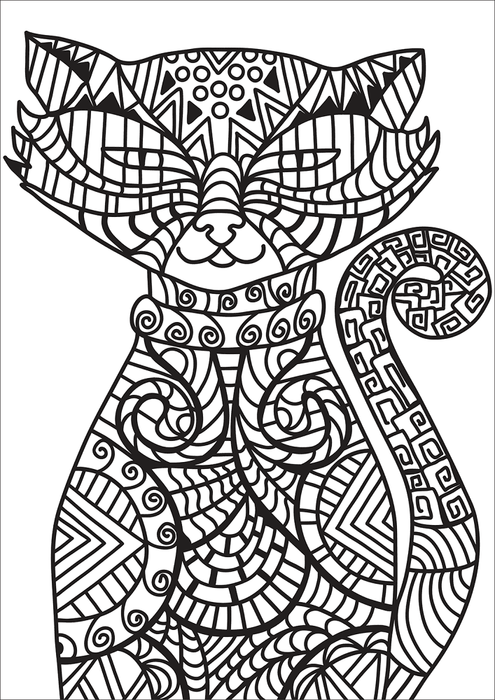 Zentangle Cat 8 Coloring Page Md Coloring Page — Free Printable — free printable coloring page