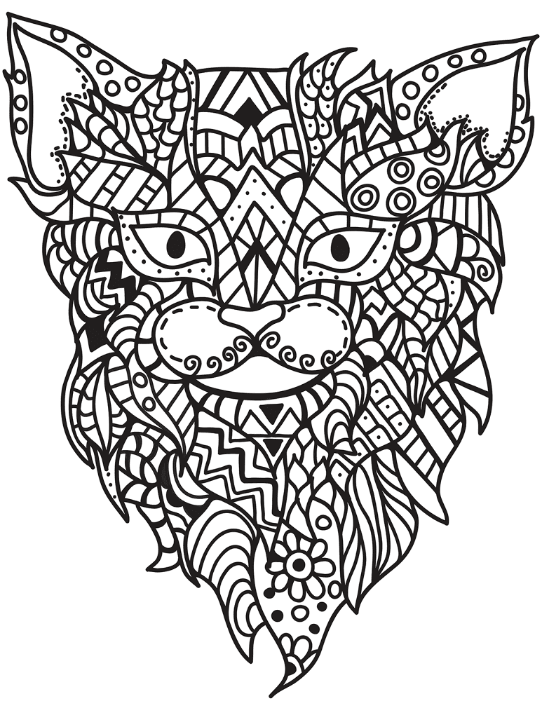 Zentangle Cat Head 2 Coloring Page Md Coloring Page — Free Printable — free printable coloring page