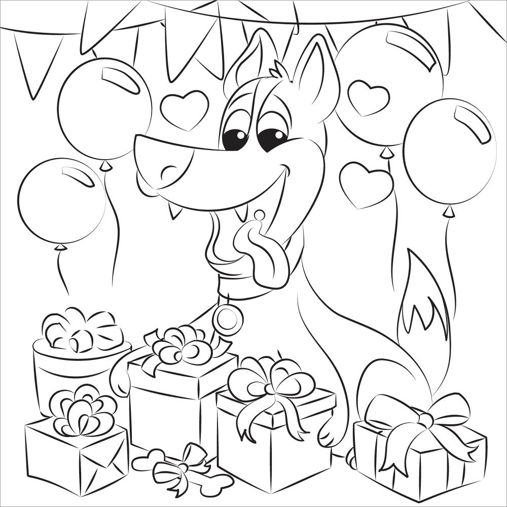Dogs Birthday Coloring Page Md Coloring Page — Free Printable — free printable coloring page
