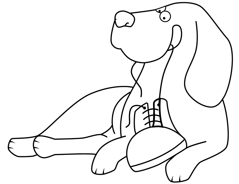 Funny Beagle Playing With Boot Coloring Page Md Coloring Page — Free Printable — free printable coloring page