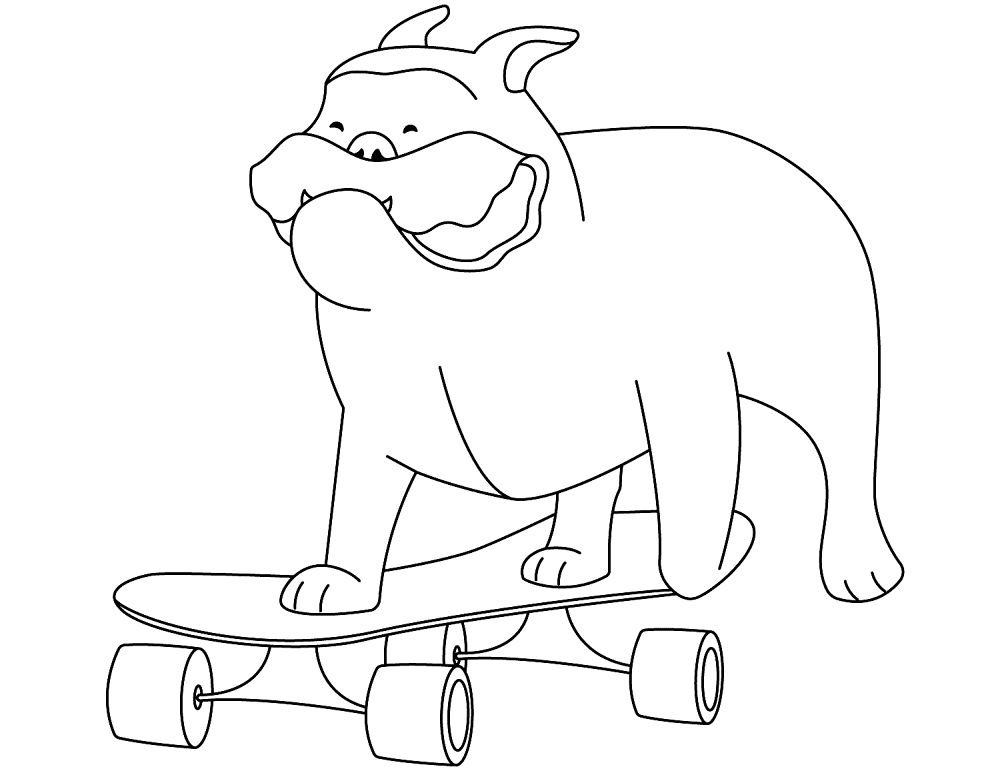 Funny Bulldog On Skateboard Coloring Page Md Coloring Page — Free Printable — free printable coloring page