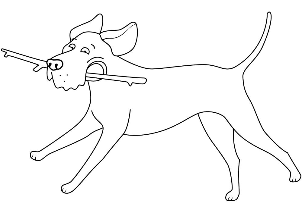Funny Labrador Retriever Running With Stick Coloring Page Md Coloring Page — Free Printable — free printable coloring page