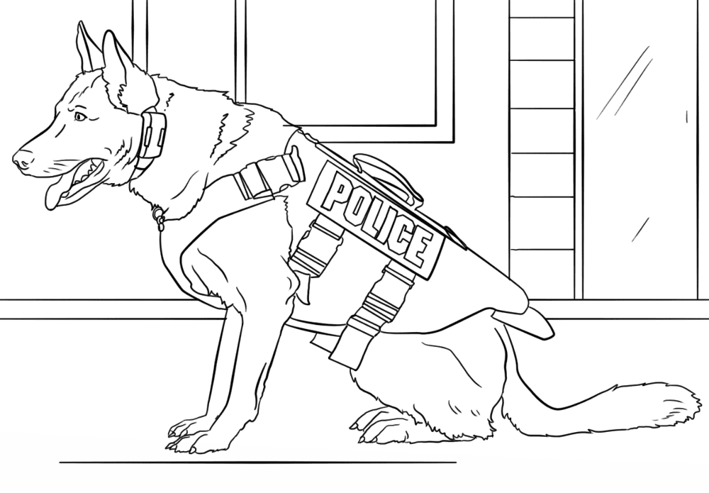 K 9 Police Dog Coloring Page Md Coloring Page — Free Printable — free printable coloring page