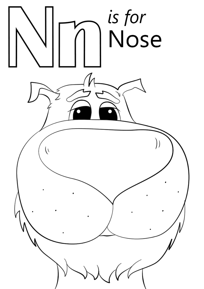 Letter N Is For Nose Coloring Page Md Coloring Page — Free Printable — free printable coloring page