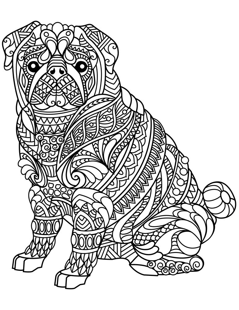 Pug Dog Zentangle Coloring Page Md Coloring Page — Free Printable — free printable coloring page