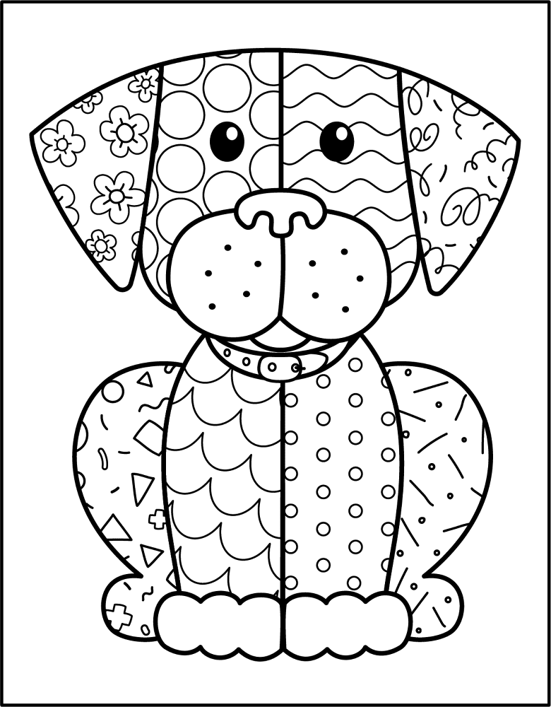 Romero Britto Dog 4 Coloring Page Md Coloring Page — Free Printable — free printable coloring page